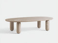 Mesa de centro ovalada piedra crema 130x70x39 cm crema estilo orgánico para salón