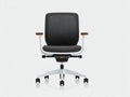 Silla de oficina de tela 62x60x99 cm - negro y blanco y naranja - con reposabrazos y ruedas