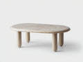 Mesa de centro ovalada piedra beige 125x65x40 cm beige diseño minimalista salón