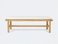 Banco de madera clara con asiento tapizado 150x42x48 cm - crema y madera natural - para dormitorio