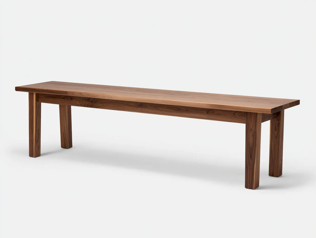 Banco largo de madera nogal 170x38x46 cm - nogal - patas rectas para dormitorio