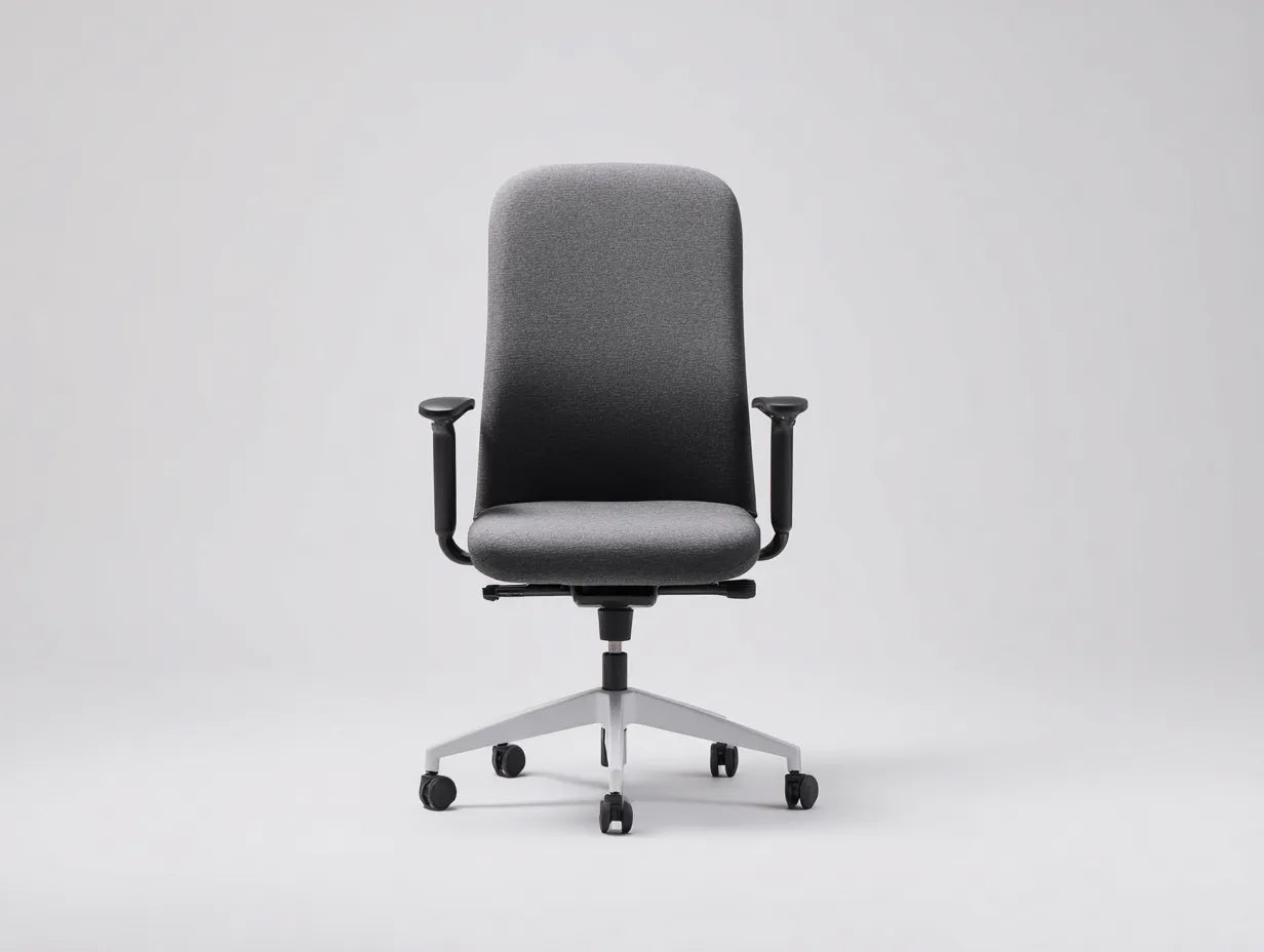 Silla de oficina tapizada 66x64x118 cm - gris oscuro y blanco y negro - respaldo alto y ruedas