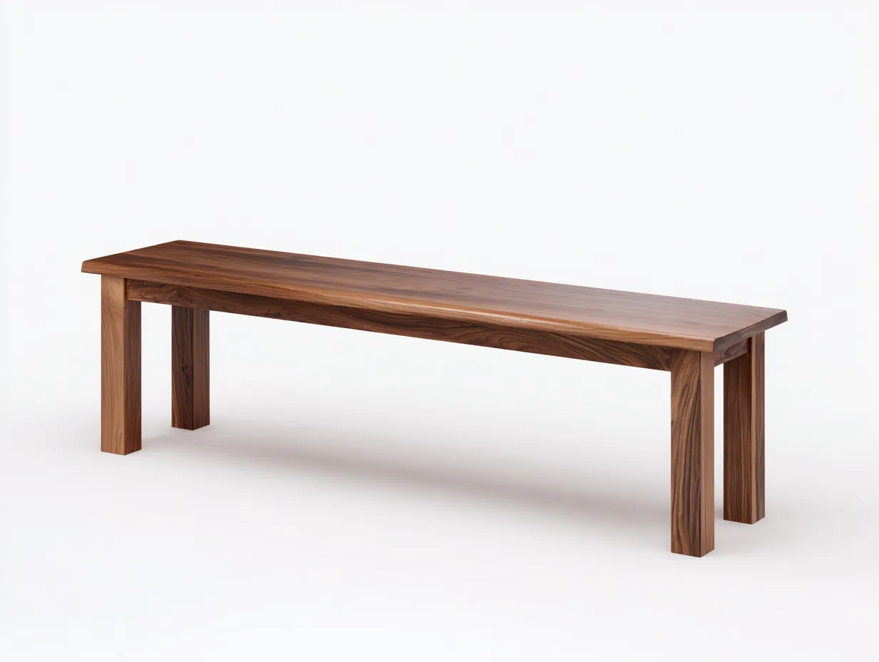 Banco rectangular de madera nogal 155x35x44 cm - nogal - estilo minimalista para dormitorio