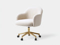 Silla de oficina de borreguito 64x62x88 cm - blanco y dorado y negro - giratoria con ruedas