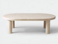 Mesa de centro ovalada piedra beige claro 120x60x38 cm beige claro diseño moderno salón