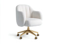 Silla de oficina curva de borreguito 64x62x89 cm - blanco y dorado y negro - con base giratoria y ruedas