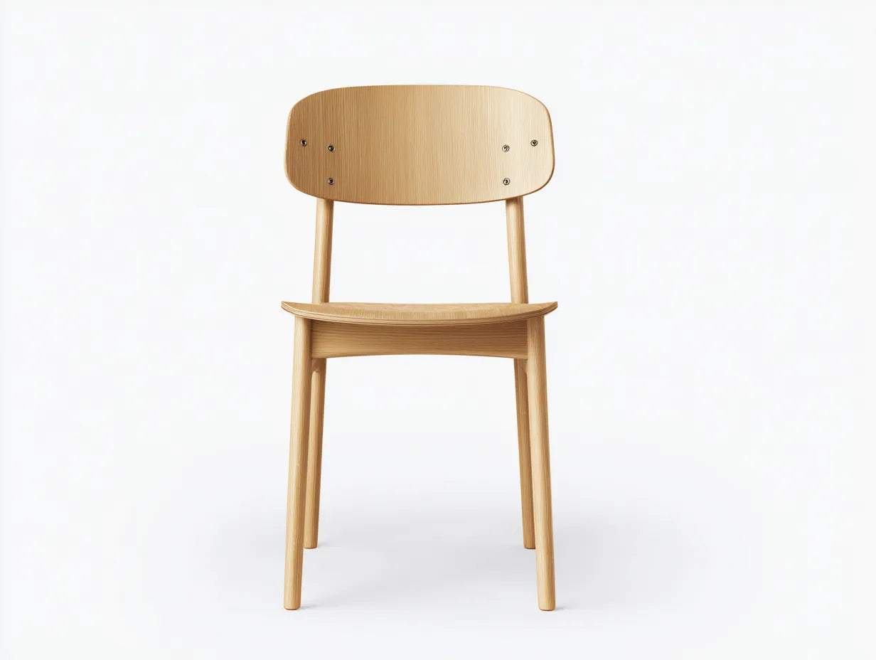 Silla de comedor de madera curvada 48x52x82 cm - fresno natural - respaldo amplio y asiento cóncavo