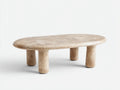 Mesa de centro rectangular ovalada piedra marfil 135x75x41 cm marfil estilo moderno salón