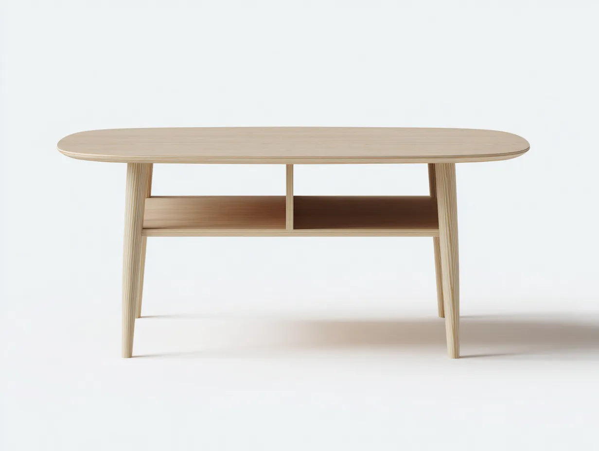 Mesa de centro ovalada madera roble claro 120x60x40 cm - roble natural - estilo escandinavo para salón
