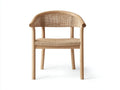 Silla de comedor de madera y fibra trenzada 58x57x78 cm - natural y beige - brazos curvos para comedor