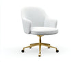 Silla de oficina envolvente de borreguito 65x63x90 cm - blanco y dorado y negro - con ruedas para despacho