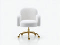 Silla de oficina de borreguito 65x63x88 cm - blanco y dorado y negro - giratoria con brazos y ruedas