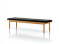 Banco de madera clara con asiento negro 160x42x45 cm - negro y madera natural - diseño rectangular para dormitorio