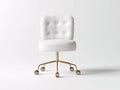 Silla de oficina de borreguito 60x58x86 cm - blanco y dorado y negro - respaldo capitoné con ruedas