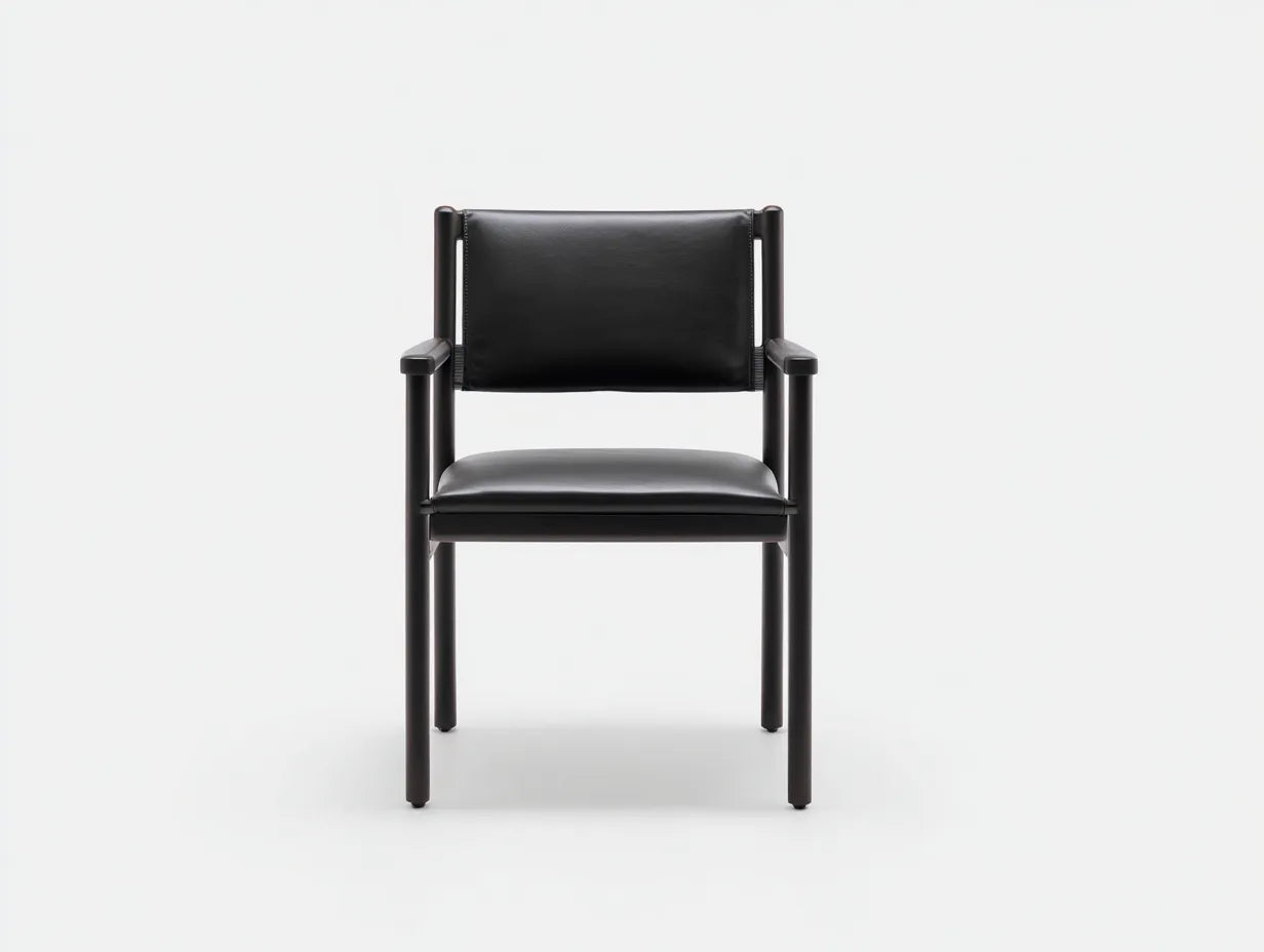 Silla de comedor tapizada 58x58x81 cm - negro marrón oscuro - brazos rectos y respaldo suspendido