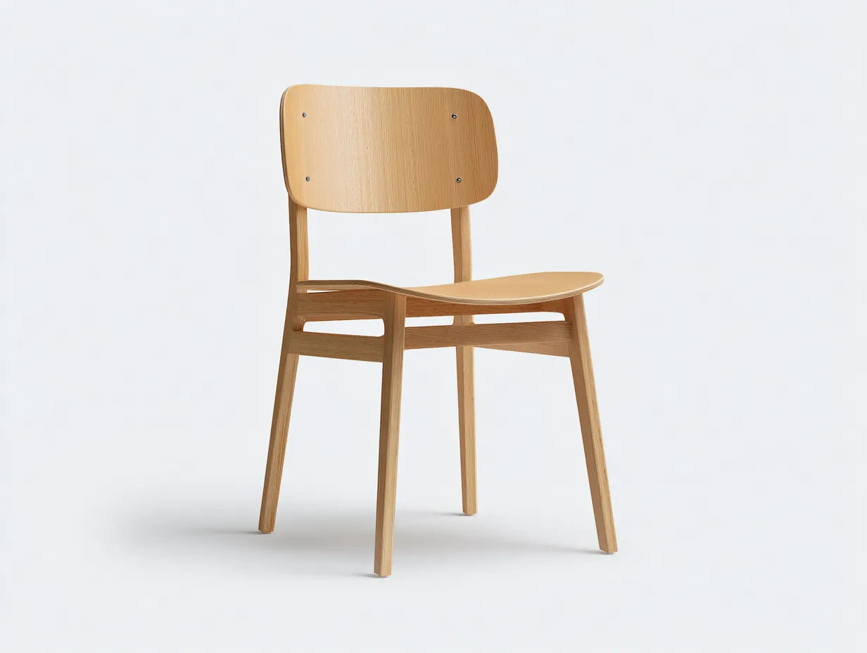 Silla de comedor de madera moldeada 47x51x81 cm - roble natural - asiento curvo y respaldo ancho