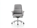 Silla de oficina acolchada 66x64x113 cm - gris y cromo y negro - con respaldo capitoné y ruedas