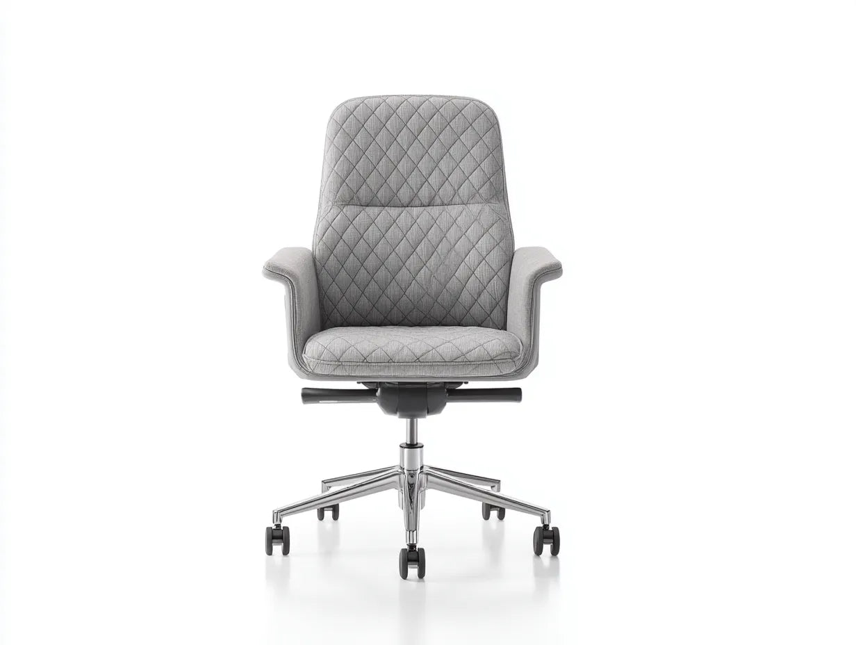 Silla de oficina acolchada 66x64x113 cm - gris y cromo y negro - con respaldo capitoné y ruedas