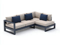 Sofá esquinero de exterior aluminio 248x248x74 cm - beige y azul marino - diseño contemporáneo