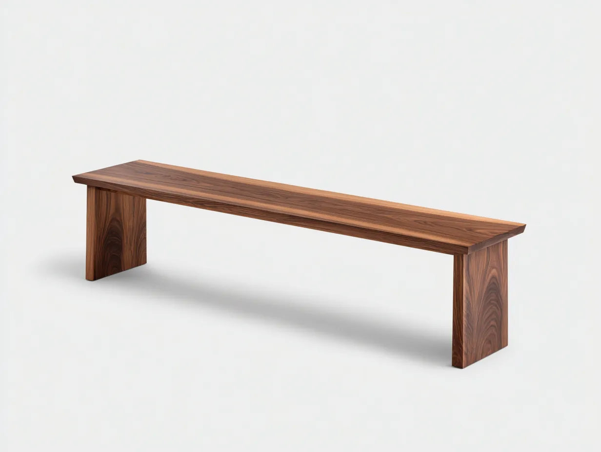 Banco de madera nogal maciza 160x36x45 cm - nogal - diseño rectangular para dormitorio