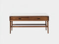 Banco tapizado de madera nogal 126x42x49 cm - crema y nogal - con cajones integrados para dormitorio