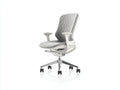 Silla de oficina de tela 64x62x112 cm - gris y blanco y cromo - respaldo alto acolchado con ruedas