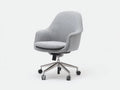 Silla de oficina con asiento curvo 62x60x89 cm - gris y cromo y negro - tapizado gráfico con ruedas